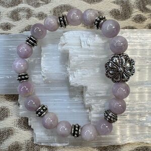 Kunzite Natural Crystal Gemstone Stretch Bracelet Healing Energy